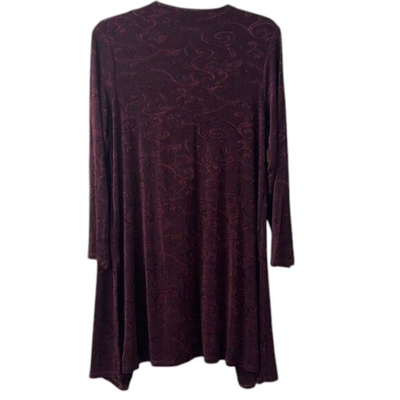 Coldwater Creek Burgundy Paisley Printed Long Straight Open Cardigan XL - Picture 7 of 11